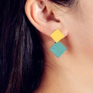 Geometric Color Block Earrings
